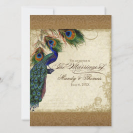 Peacock & Feathers  Gold Kijk Damask Swirl Kaart