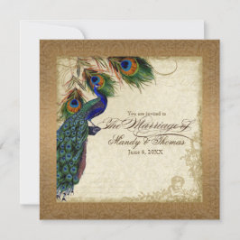 Peacock & Feathers  Gold Kijk Damask Swirl Kaart