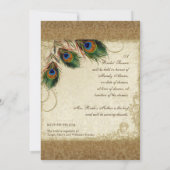 Peacock & Feathers  Gold Kijk Damask Swirl Kaart (Achterkant)