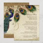 Peacock & Feathers Gold Kijk Damask Swirl Menu (Voorkant / Achterkant)