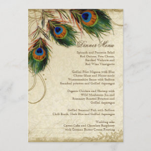 Peacock & Feathers  Gold Kijk Damask Swirl Menu