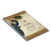 Peacock & Feathers Gold Kijk Damask Swirl Notitieboek (Rechterzijde)