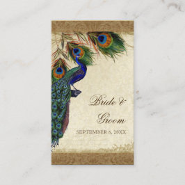 Peacock & Feathers  Gold Kijk Damask Swirl Plaatskaartje