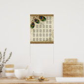 Peacock & Feathers  Gold Kijk Damask Swirl Poster (Keuken)