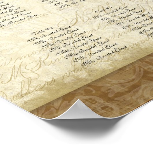 Peacock & Feathers  Gold Kijk Damask Swirl Poster (Hoek)