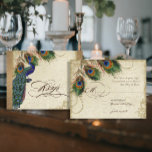 Peacock & Feathers  Gold Kijk Damask Swirl RSVP Kaartje<br><div class="desc">PAPIERSELECTIE: Dit wordt getoond op basispapier, een andere geweldige keuze zou zijn "metallisch ijs", een schoon wit, parelachtig onderzees oppervlak. Het zou ook mooi zijn op "Champagne Metallic" linen, vilt of een van de andere keuzes. COLOR PALETTE: goudmetallisch, tan, rokerblauw, groen en roest. ONTWERP: Deze antiek geïnspireerde RSVP-reactiekaart is afkomstig...</div>