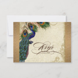 Peacock & Feathers  Gold Kijk Damask Swirl RSVP Kaartje