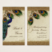 Peacock & Feathers  Gold Kijk Damask Swirl Visitekaartjes (Voorkant /achterkant)