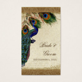 Peacock & Feathers  Gold Kijk Damask Swirl Visitekaartjes