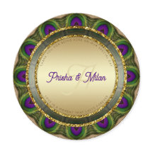 Peacock Feathers Gold Modern Indian Wedding