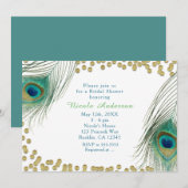 Peacock Feathers & Gold Stippen Boho Glam Invitati Kaart (Voorkant / Achterkant)