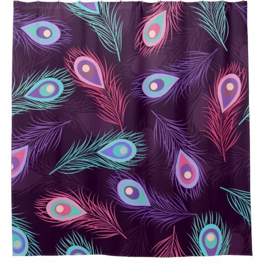 Peacock Feathers: Handgetekende . Douchegordijn (Voorkant)