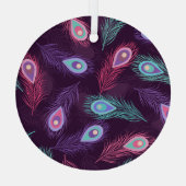 Peacock Feathers: Handgetekende . Glas Ornament (Achterkant)