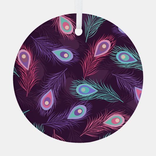 Peacock Feathers: Handgetekende . Glas Ornament (Achterkant)