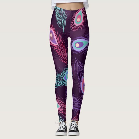 Peacock Feathers: Handgetekende . Leggings (Voorkant)