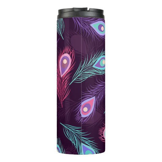 Peacock Feathers: Handgetekende . Thermosbeker (Achterkant)