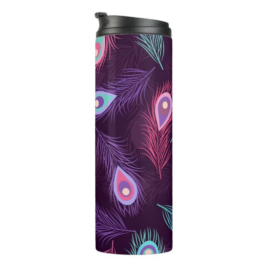 Peacock Feathers: Handgetekende . Thermosbeker (Geroteerd rechts)