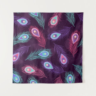 Peacock Feathers: Handgetekende . Wandkleed