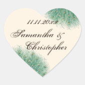  Peacock Feathers Hart Sticker (Voorkant)