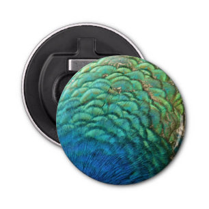Peacock Feathers I Colorful Abstract Natuur Design Button Flesopener