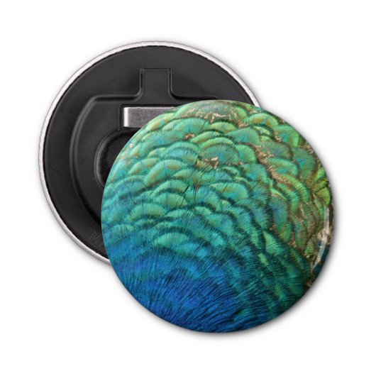 Peacock Feathers I Colorful Abstract Natuur Design Button Flesopener (Voorkant)