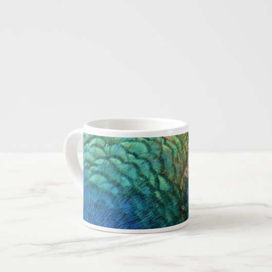 Peacock Feathers I Colorful Abstract Natuur Design Espresso Kop (Links)