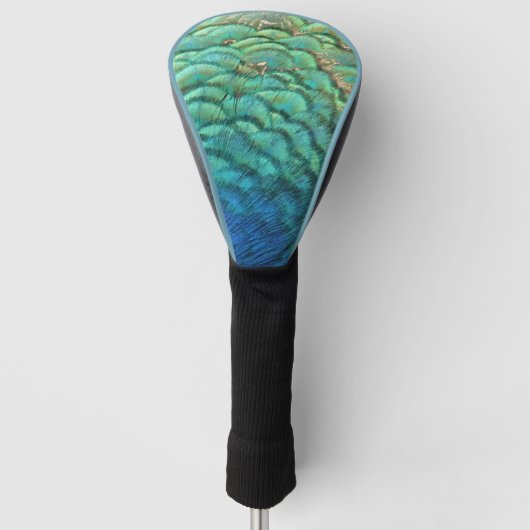 Peacock Feathers I Colorful Abstract Natuur Design Golfheadcover (Voorkant)
