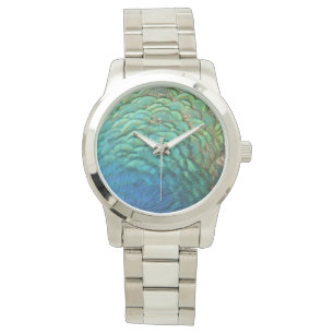 Peacock Feathers I Colorful Abstract Natuur Design Horloge