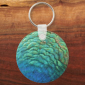 Peacock Feathers I Colorful Abstract Natuur Design Sleutelhanger (Achterkant)