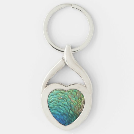 Peacock Feathers I Colorful Abstract Natuur Design Sleutelhanger (Voorkant)