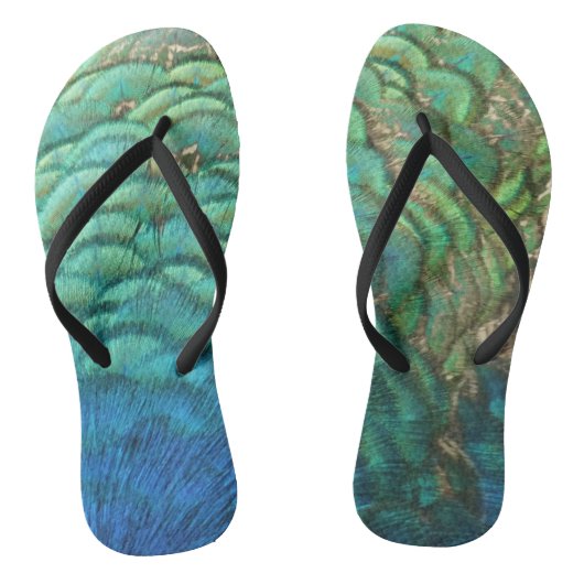 Peacock Feathers I Colorful Abstract Natuur Design Teenslippers (Voetbed)