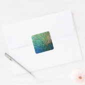 Peacock Feathers I Colorful Abstract Natuur Design Vierkante Sticker (Envelop)