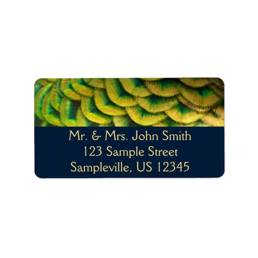 Peacock Feathers II Colorful Natuur Etiket (Voorkant)