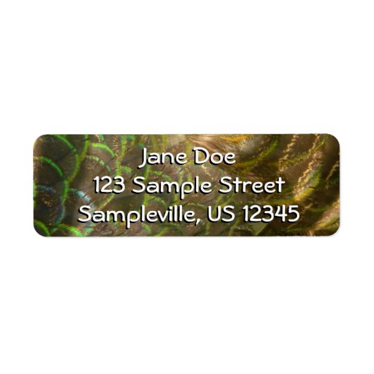 Peacock Feathers III (Vrouw) Subtle Natuur Design Etiket (Voorkant)