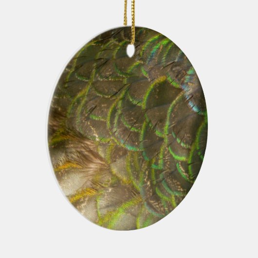 Peacock Feathers III (Vrouw) Subtle Natuur Design Keramisch Ornament (Rechts)