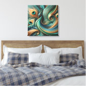 Peacock Feathers in Abstract Flow Canvas Art Afdruk (Insitu (Slaapkamer))