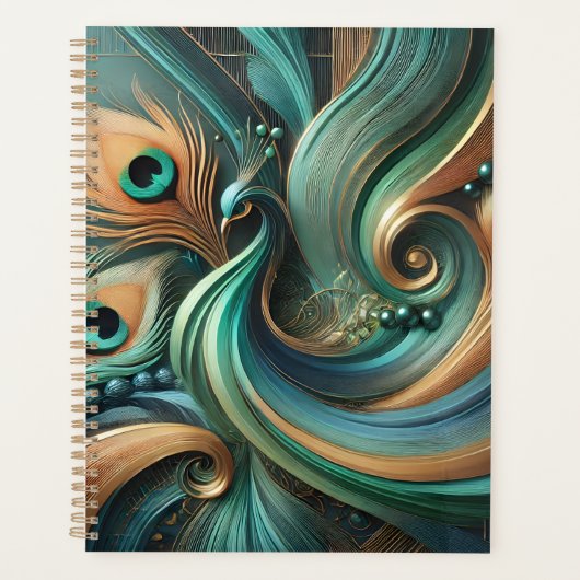 Peacock Feathers in Abstract Flow Planner (Voorkant)