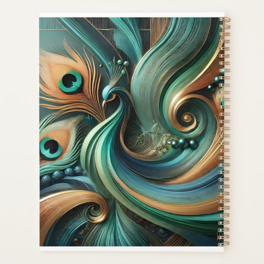 Peacock Feathers in Abstract Flow Planner (Achterkant)