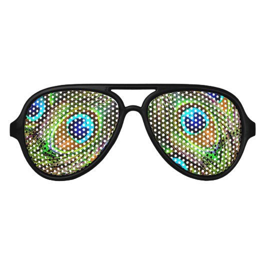 Peacock Feathers Invasion Aviator Zonnebril (Voorkant)