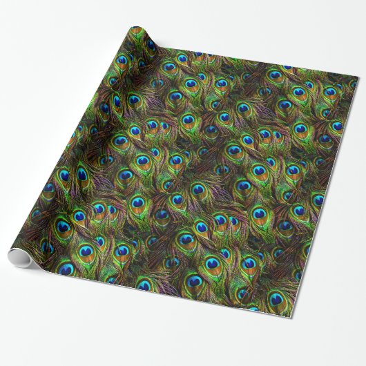 Peacock Feathers Invasion Cadeaupapier (Uitgerold)