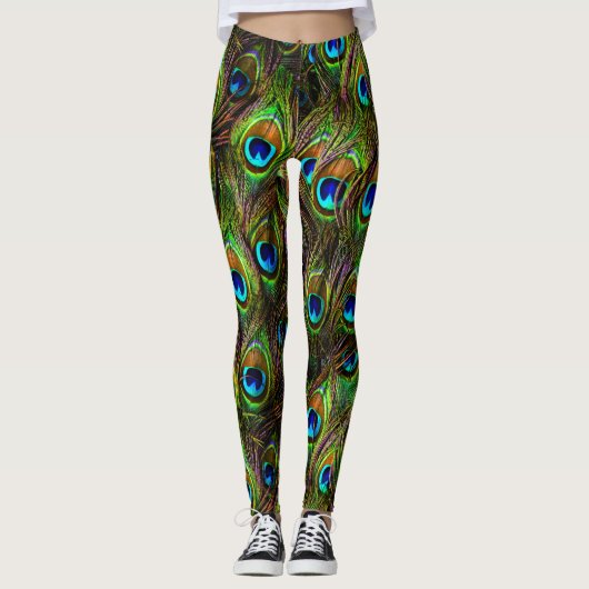 Peacock Feathers Invasion Leggings (Voorkant)
