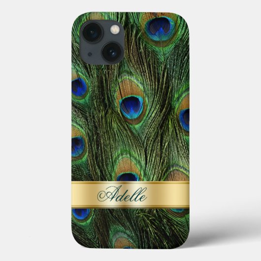 Peacock Feathers iPhone 6 Monogram Hoesje (Achterkant)