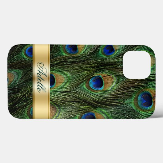 Peacock Feathers iPhone 6 Monogram Hoesje (Achterkant (horizontaal))
