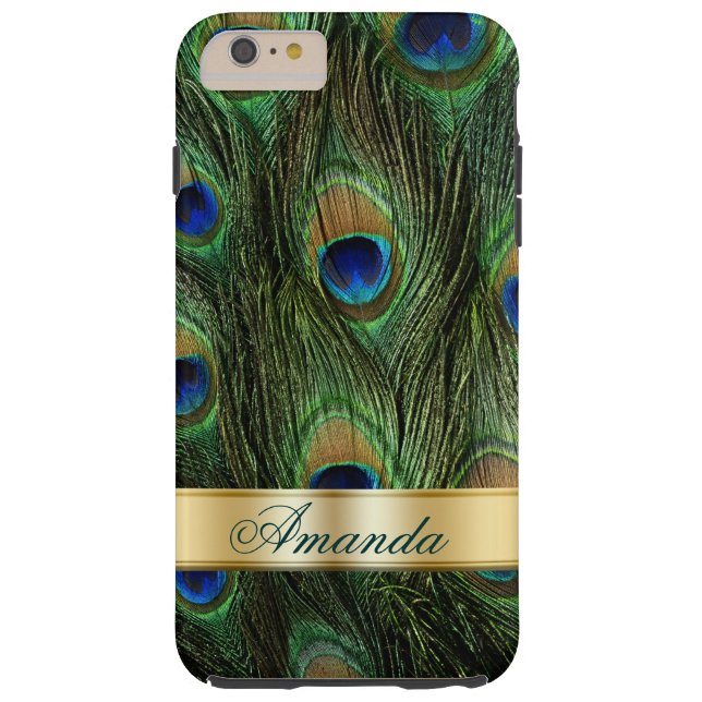 Peacock Feathers iPhone 6 Plus Monogram Hoesje (Achterkant)