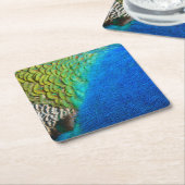 Peacock Feathers IV Kleurrijke Abstracte Natuur Kartonnen Onderzetters (Schuin)