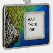 Peacock Feathers IV Kleurrijke Abstracte Natuur Verzilverd Omlijst Ornament (Rechts)