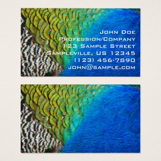 Peacock Feathers IV Kleurrijke Abstracte Natuur Visitekaartje (Voorkant /achterkant)