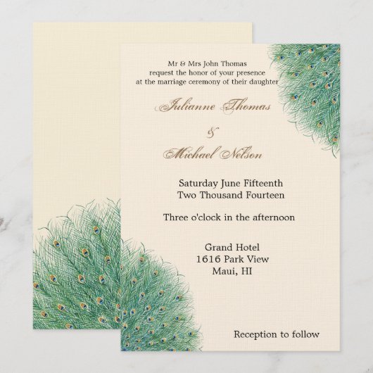 Peacock Feathers Kaart (Voorkant / Achterkant)