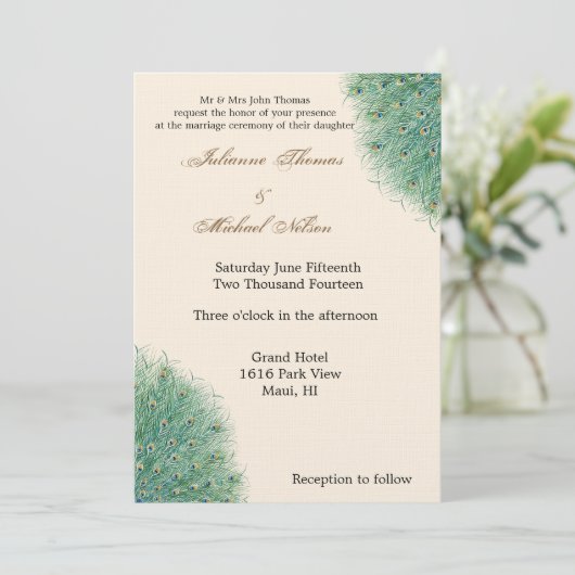  Peacock Feathers Kaart (Staand voorkant)