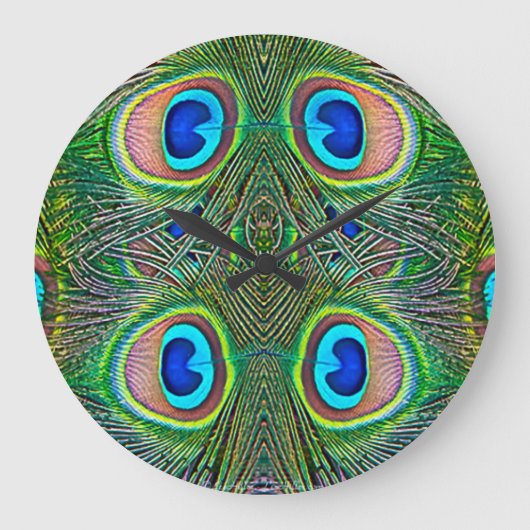 Peacock feathers Kaleidoscoop Grote Klok (Voorkant)